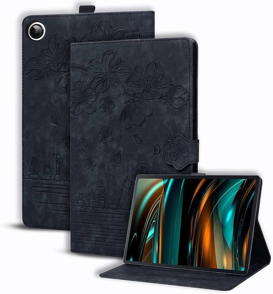 Hülle für Samsung Galaxy Tab A8 10.5 Zoll 2021 Folio Flip PU Leder Schutzhülle Galaxy Tab A8 2021 Stifthalter Stand Wallet Cover Case Tablet Hülle für Galaxy Tab A8 SM-X200/X205/X207 Schwarz