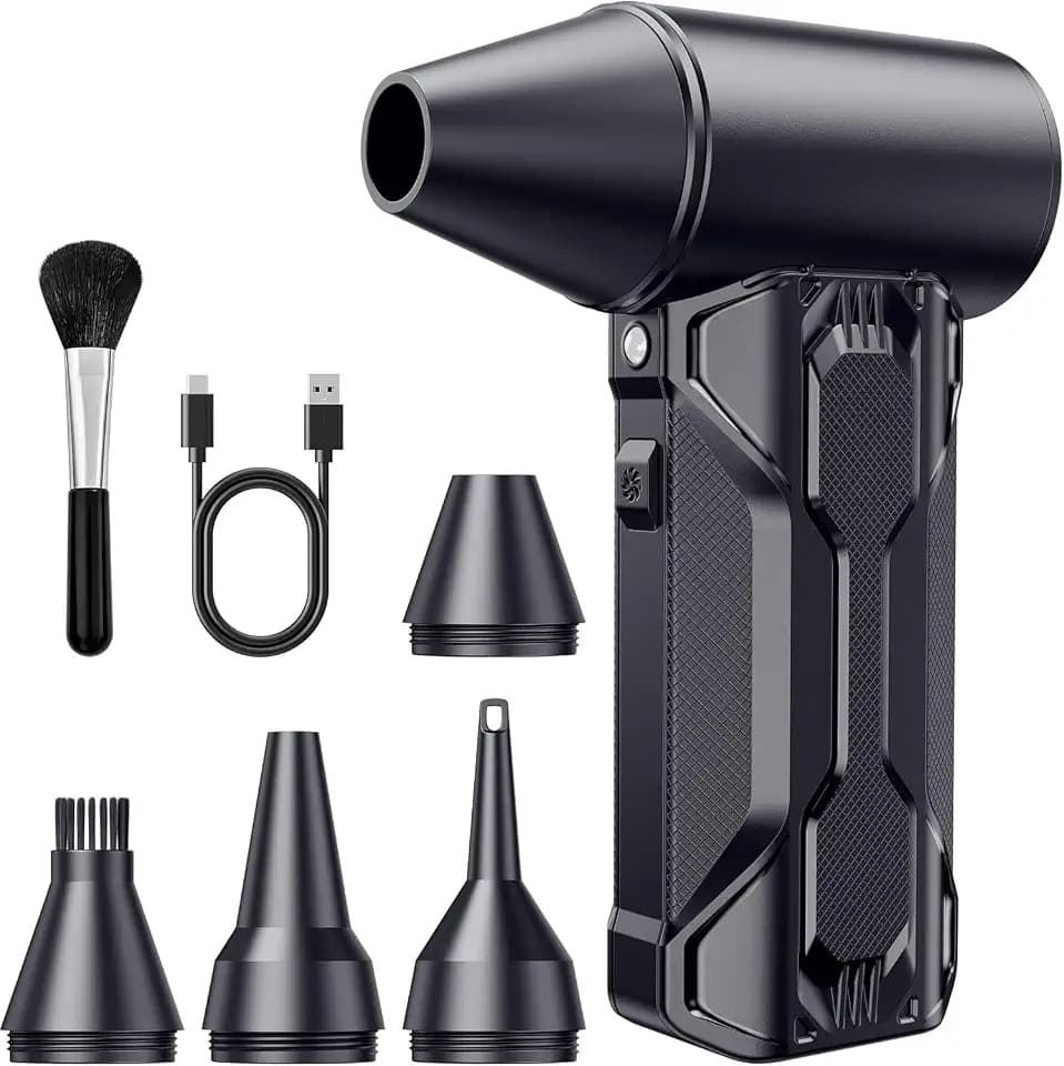 Compressed Air Duster, 110000 RPM High-Speed Electric Air Duster with Brushless Motor, 3-Speed Settings, Rechargeable Cordless Dust Blower with Fast Charging for PC, Keyboard, Car, Home (Black)