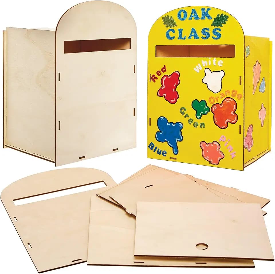 Baker Ross FX846 Briefkasten Bastelset aus Holz zum Dekorieren - 1er Set, Maße 23 cm x 23 cm x 33 cm, für Kinder zum Personalisieren