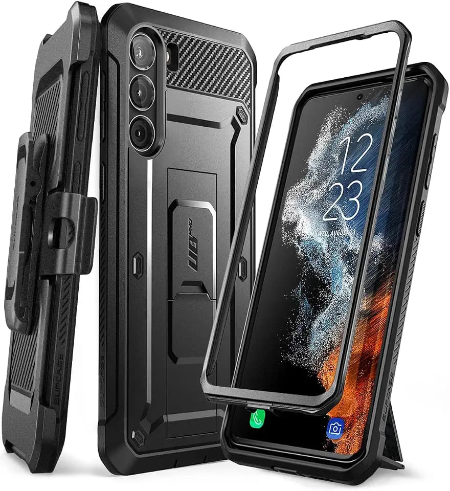 SUPCASE for Samsung Galaxy S23 Case with Built-in Kickstand, Black