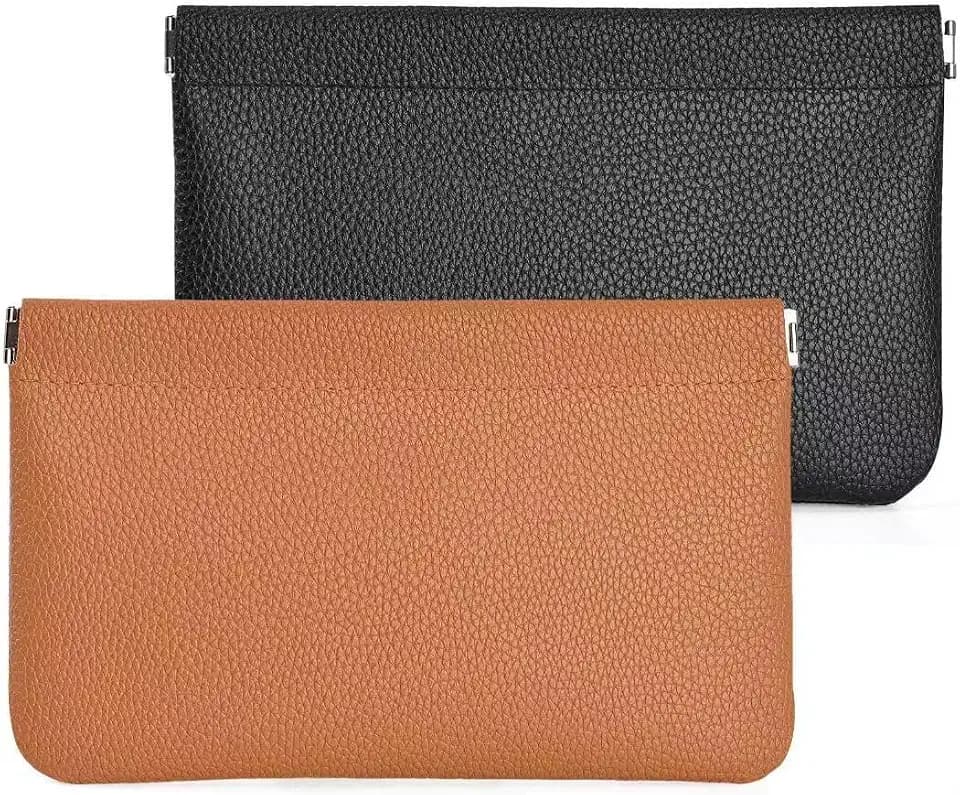 2-Pack Small Waterproof Checkered Makeup Bag - Portable Leather Travel Toiletry Bag Organizer with Snap Closure, Aesthetic Travel Storage Pouches for Women's cosmetic bag for purse