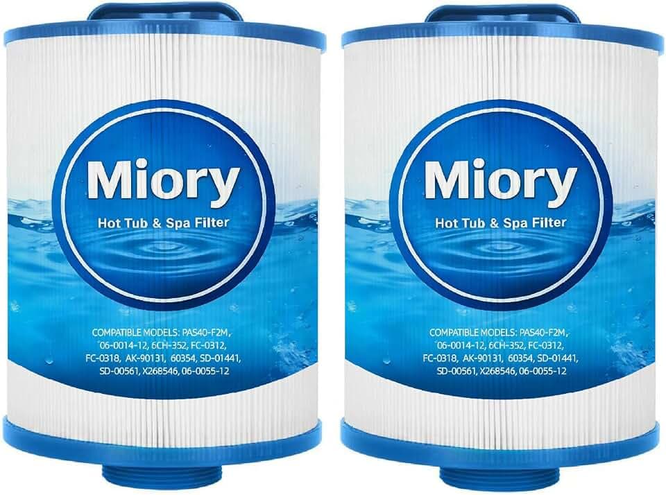 Miory PAS40-F2M Spa Filters Compatible with Unicel 6CH-352,Artesian Spas 06-0014-12,AK-90131,X268546,06-0055-12,PMA-R1/x268546,Filbur FC-0312,35 Sq.Ft Hot Tub Filter Cartridge, 2 Pack