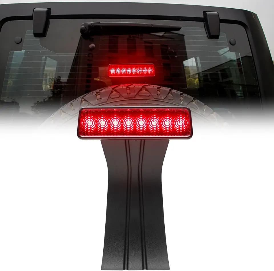 LED Third Brake Light [Smoked Lens] Compatible with Wrangler JK Replacement 2007-2018, 3rd Brake Rear Center High Mount Stop Tail Light, for Wrangler JK Accessories, F1 Strobe