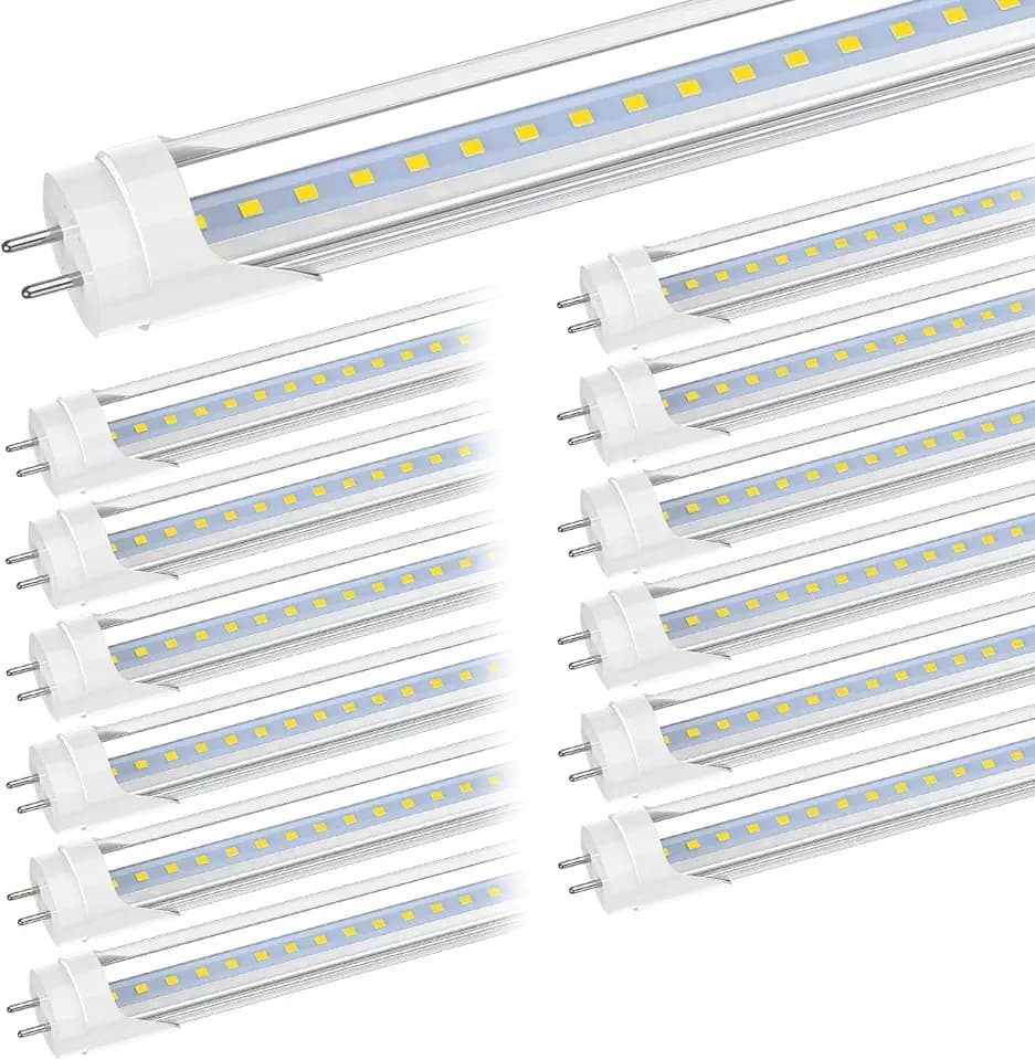 Romwish 2FT LED Tube Light, T8 T10 T12 Type B LED Light Bulb, 10W=24W, 5000K Daylight, 1120LM, 24 Inch F20T12 Fluorescent Bulb Replacement, Remove Ballast, Dual-Ended Power, Clear Cover, 12 Pack