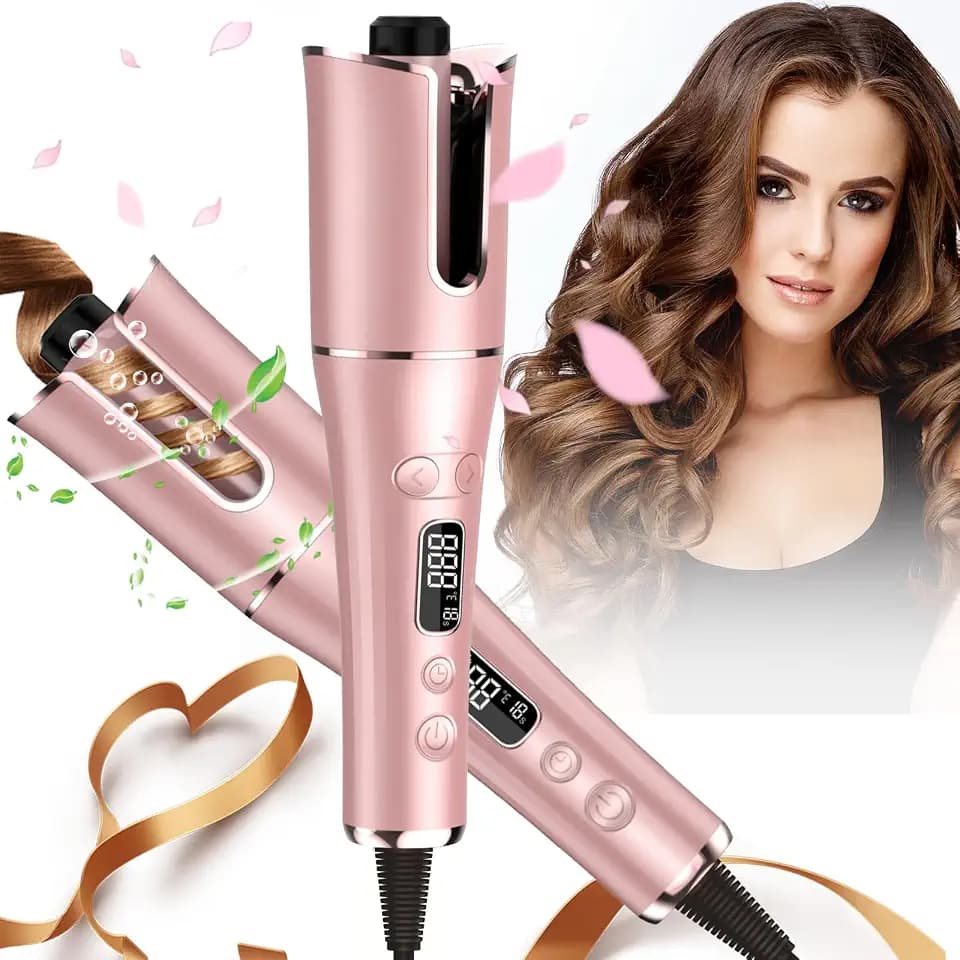 Automatischer Lockenstäbe,Lockenstäbe Große Locken,Automatisch Rotierender Lockenwickler,Automatische Curler mit 4 Einstellbaren Temperaturstufen,Schnell Erhitzender,Lockenwickler