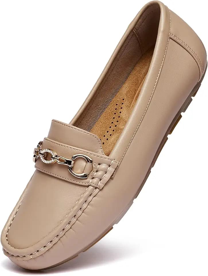 Women's Business Loafers Work Casual Flats Shoes Lightweight Penny PU Leather Slip On Walking Shoes