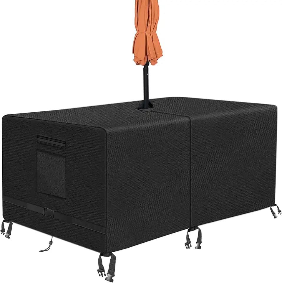 Rectangle Patio Table Cover with Umbrella Hole 108 Lx 82" W x 23.6" H
