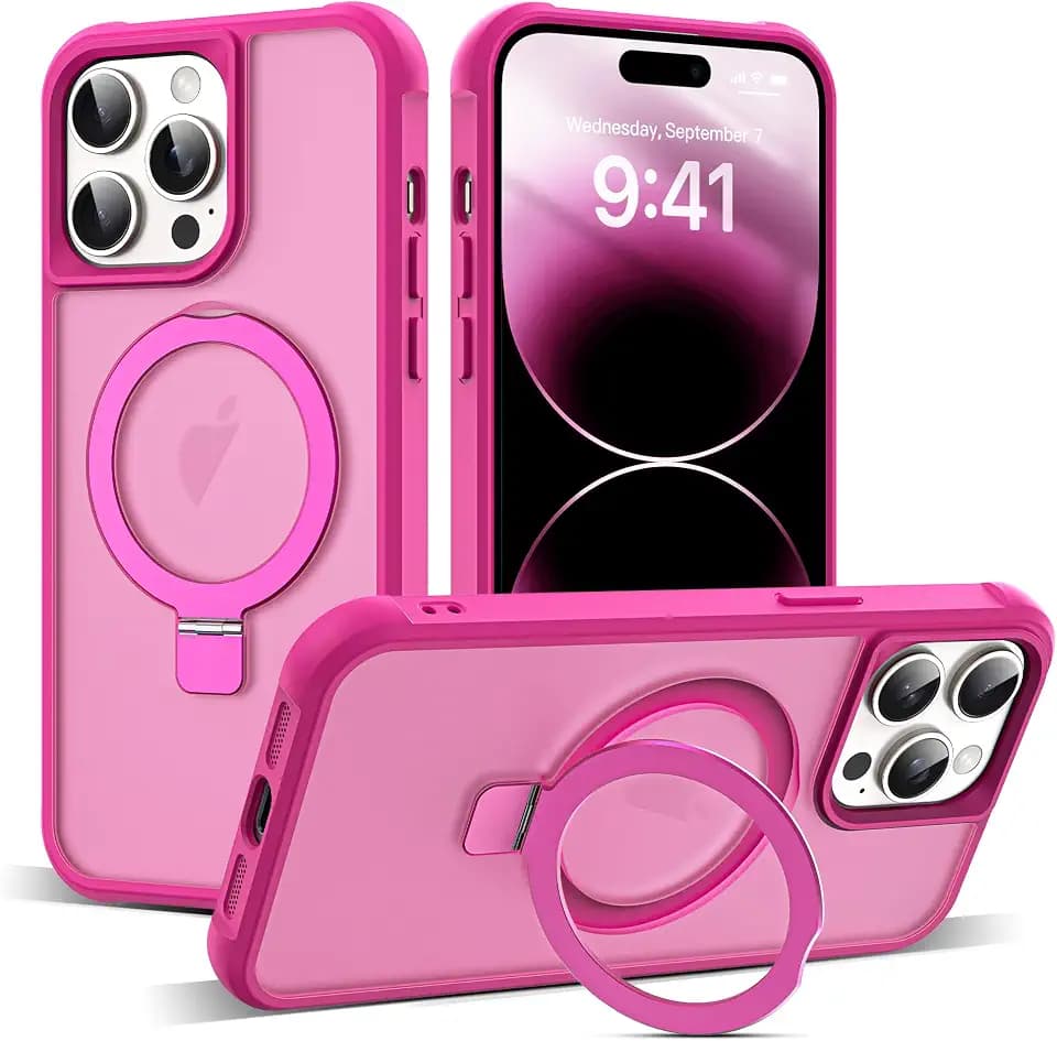 SKYLMW Compatible with iPhone 14 Pro Case with Stand,Rose