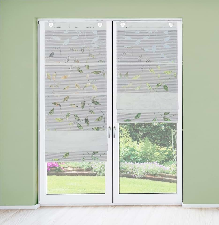 91515 Magnetrollo RANA Ausbrenner Bambus, Ranken-Motiv, Fensterhaken, Farbe:grau, Größe:130 x 60 cm, Anzahl:1