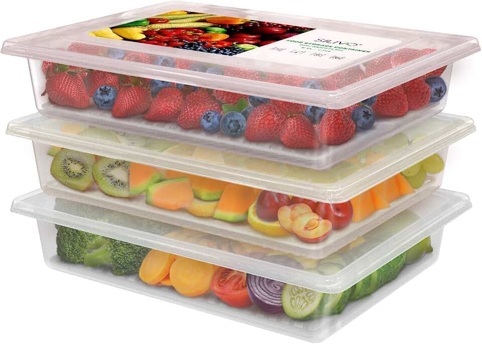3 Pack 2.5L Fruit Storage Containers for Fridge with Water Drain Trays