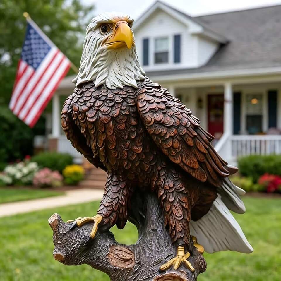 Garden Sculpture & Statue Flight of Freedom American Bald Eagle Hanging Bird Statue Hand-Painted Eagle Decor-Bald Eagle Statue, Majestic America Indoor/Outdoor USA Decor for Office, Patio