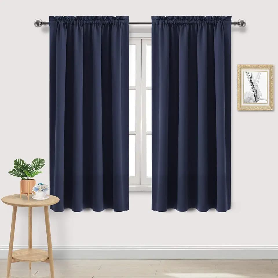 DWCN Blackout Curtains for Bedroom Living Room 52 x 63 Inch Long Navy