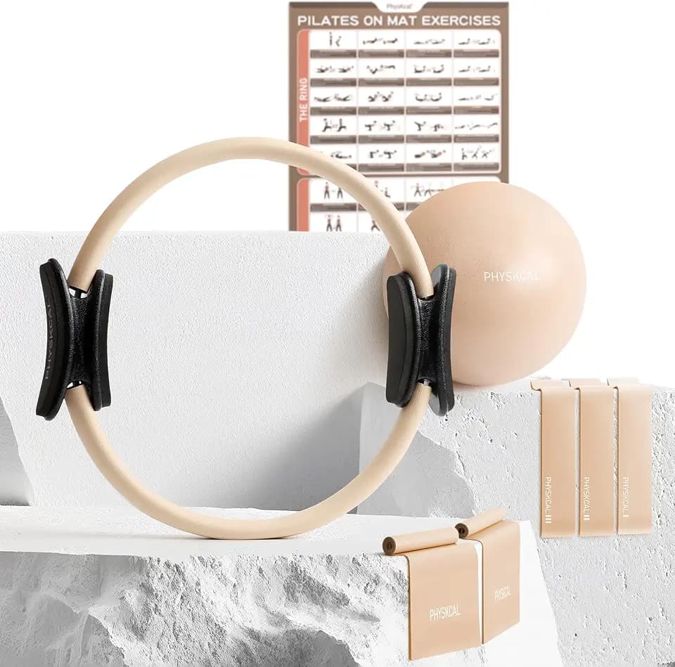 PhysKcal Pilates Set, Pilates Ring mit 1x Pilates Ball, und 5X Bands