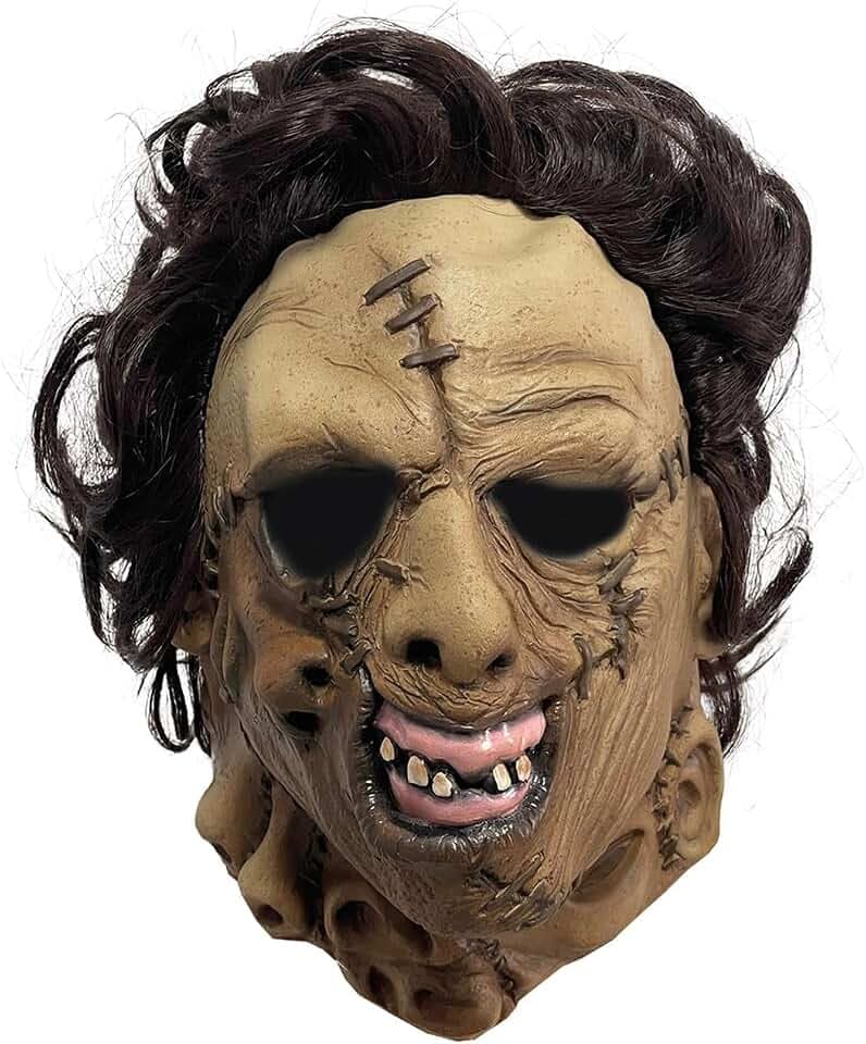 Latex Mask | Leatherface Maske | Halloween Killer Kostüm für Erwachsene | Strapazierfähiges, angenehm zu tragendes Latex | 100% Horror | Halloween, Karneval, Cosplay | OriginalCorner