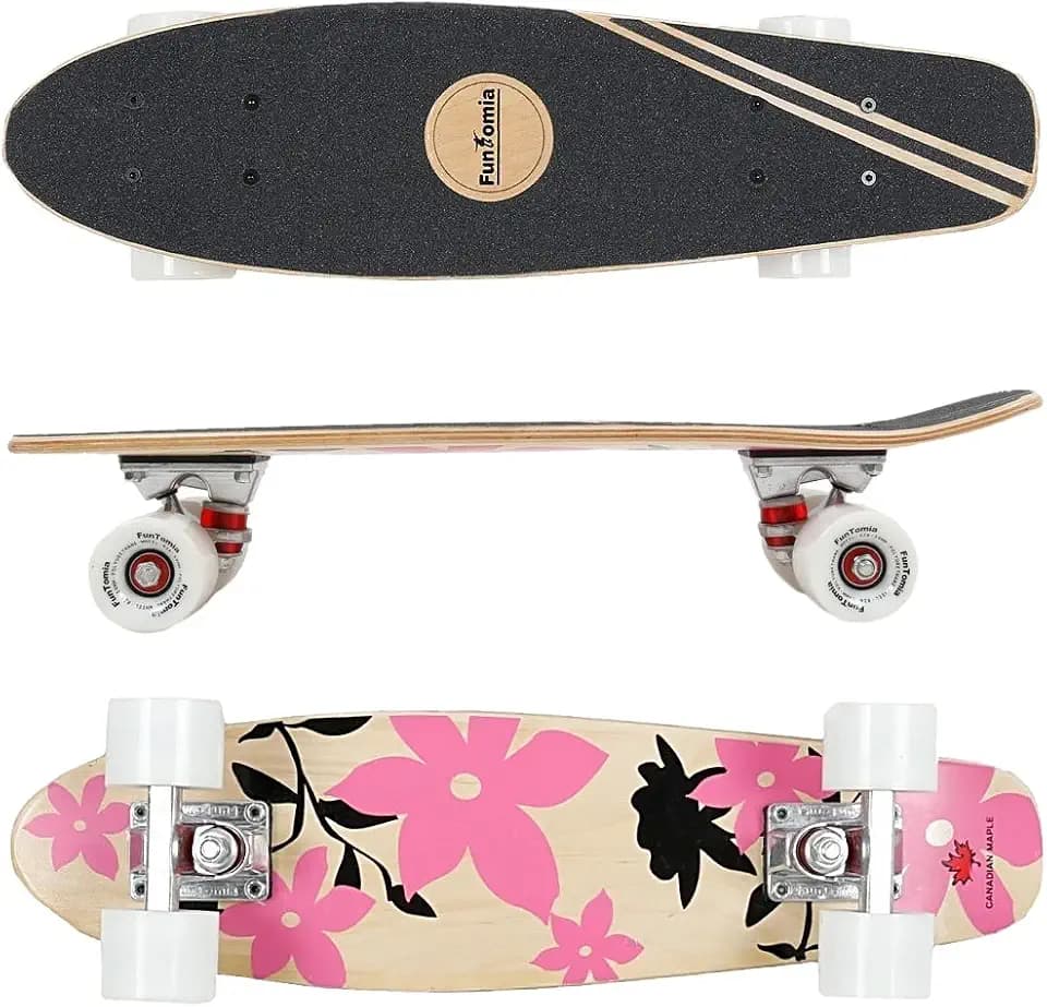 FunTomia Mini-Board Cruiser Skateboard 57cm aus 7-lagigem kanadischem Ahornholz inkl. ABEC-9 Kugellager