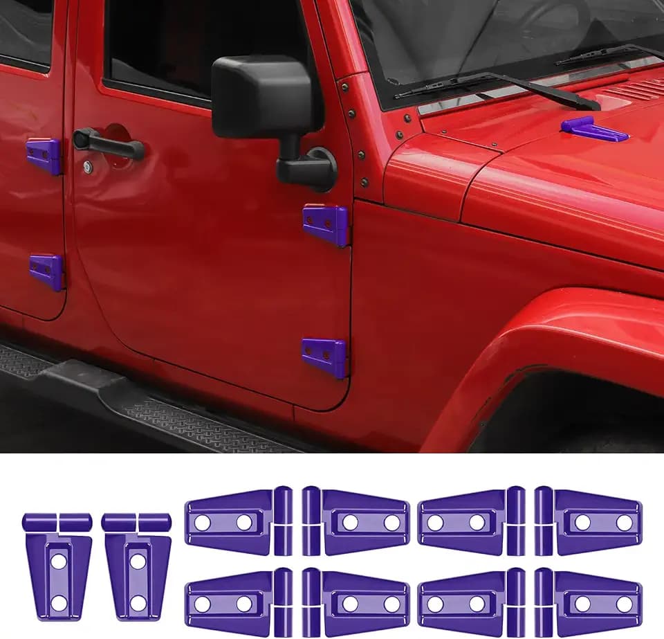 Jimen Compatible with Jeep Wrangler JK & Unlimited 4 Door 2007-2018, 30PCS Car Door Hinge & Hood Hinge Cover Exterior Trim Accessories (Purple)