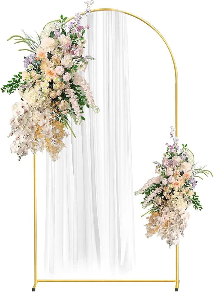 6.6FT Gold Metal Arch Backdrop Stand, Square Balloon Arch Stand Wedding Frame for Birthday Party, Baby Shower, and Ceremony Decoration