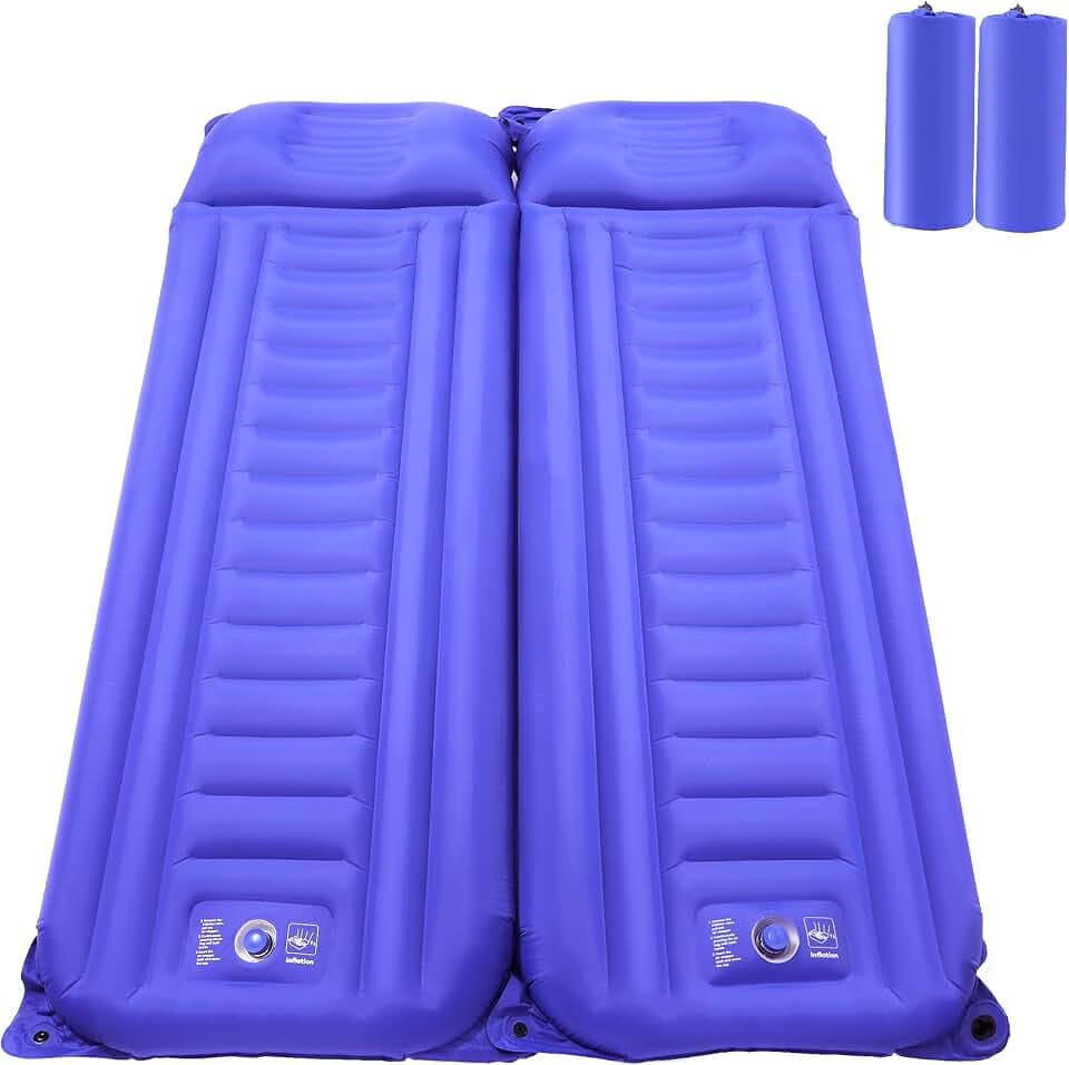 Schlafmatte, Zwei Personen Schlafmatratze, isolierte 4 Jahreszeiten Luftmatratze, aufblasbare leichte Campingmatte, mit integrierter Pumpe, für Backpacking, Wandern, Camping, HF069, Full