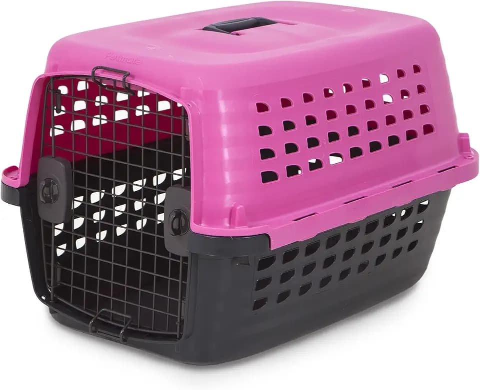 Petmate Compass Fashion Pets Kennel With Chrome Door, Hot Pink/Black, Made in USA