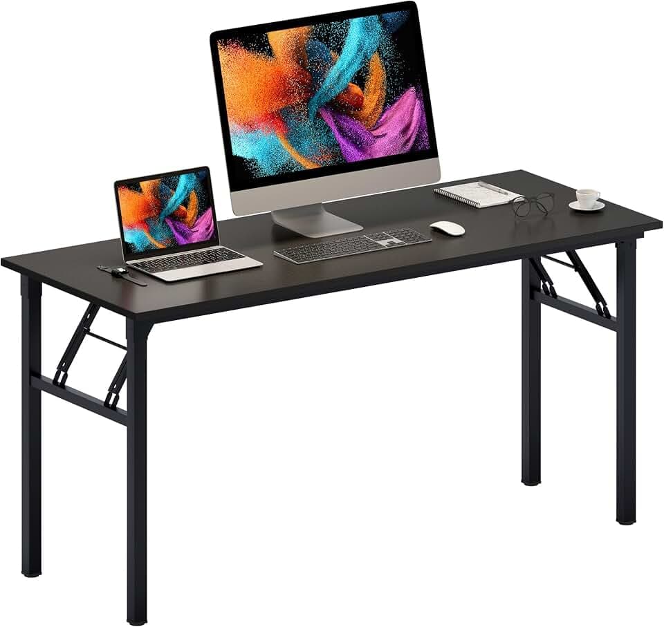 Need Office Computer Desk 60 Inch Sturdy Folding Laptop Table Black