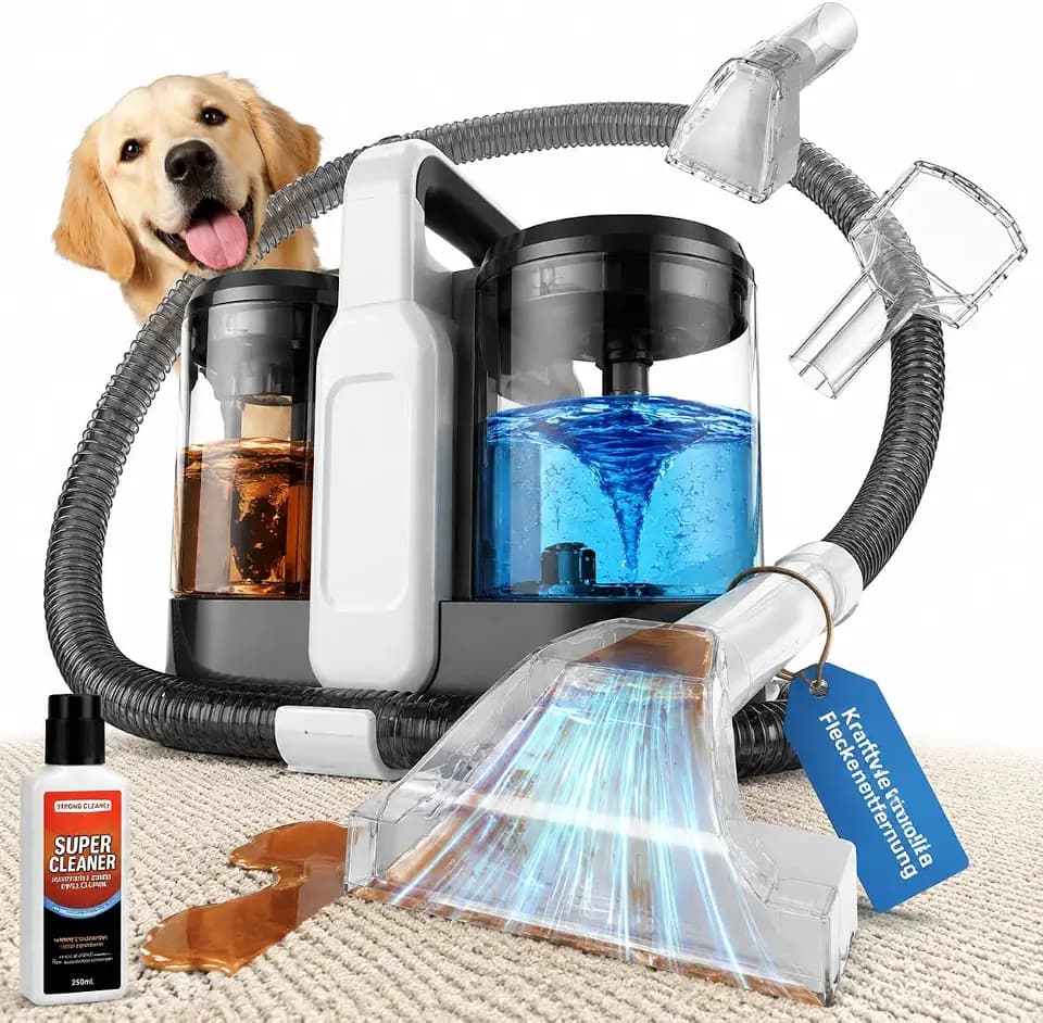 Polsterreiniger Teppichreiniger Waschsauger mit 18 kPa Saugkraft & 600W Motor, Fleckenreiniger für Sofa, Matratze, Teppich und Auto, Selbstreinigender Textilreiniger für Haustiere