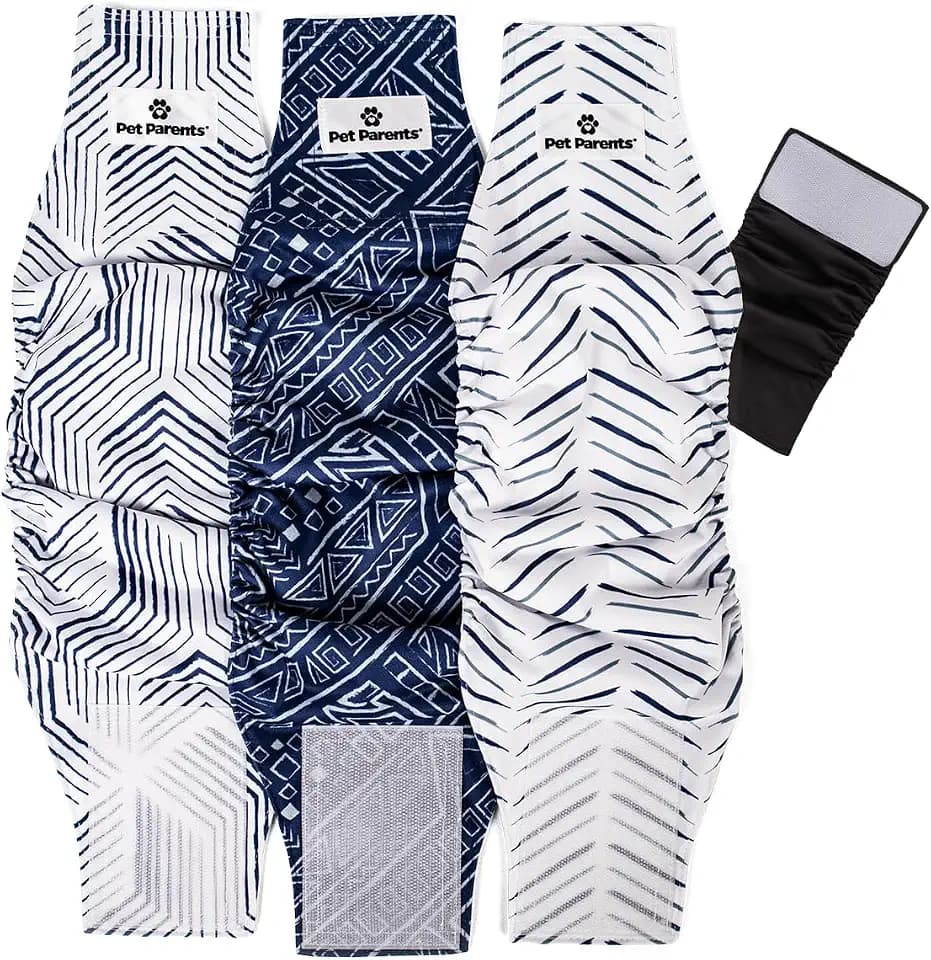 Pet Parents® Washable Belly Bands for Male Dogs (3pack) + Extendrs® of Durable Dog Diapers Male, Premium Male Dog Diapers & Dog Wraps (Small, Kahuna)