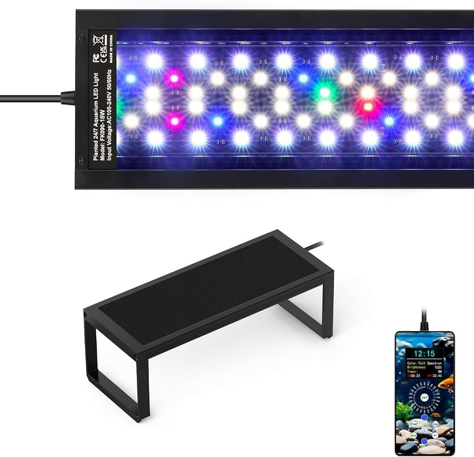 fishkeeper 6-Rows WRGB Aquarium Beleuchtung, Aquarium Lampe LCD-Steuerung