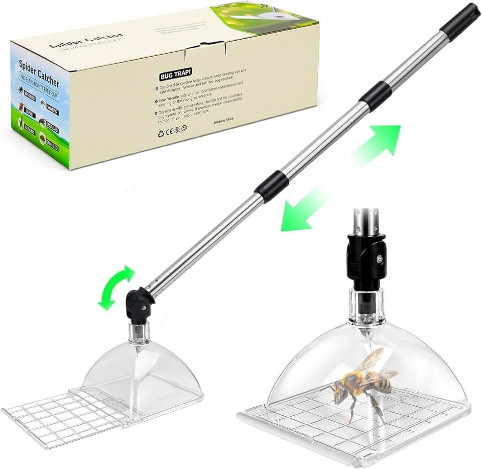 Insektenfänger Mit Langem Griff Berührungsloser Spinnenfänger Extra Lang Spinnengreifer Bug Catcher Insekten Fangen Lebend Spider Catcher Zum Sicheren Fangen und Entfernen