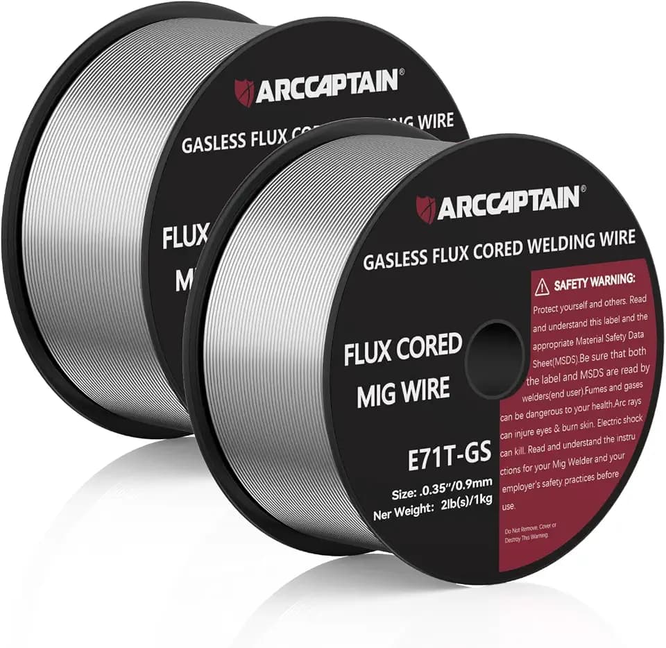 ARCCAPTAIN Fülldraht 0,9mm 2KG E71T-GS MIG Schweißdraht für Schweißgerät ohne Gas MIG/MAG FLUX Schweißdraht with TÜV Geprüft, D100 Drahtrolle mit 20mm Dorn, Packung 2