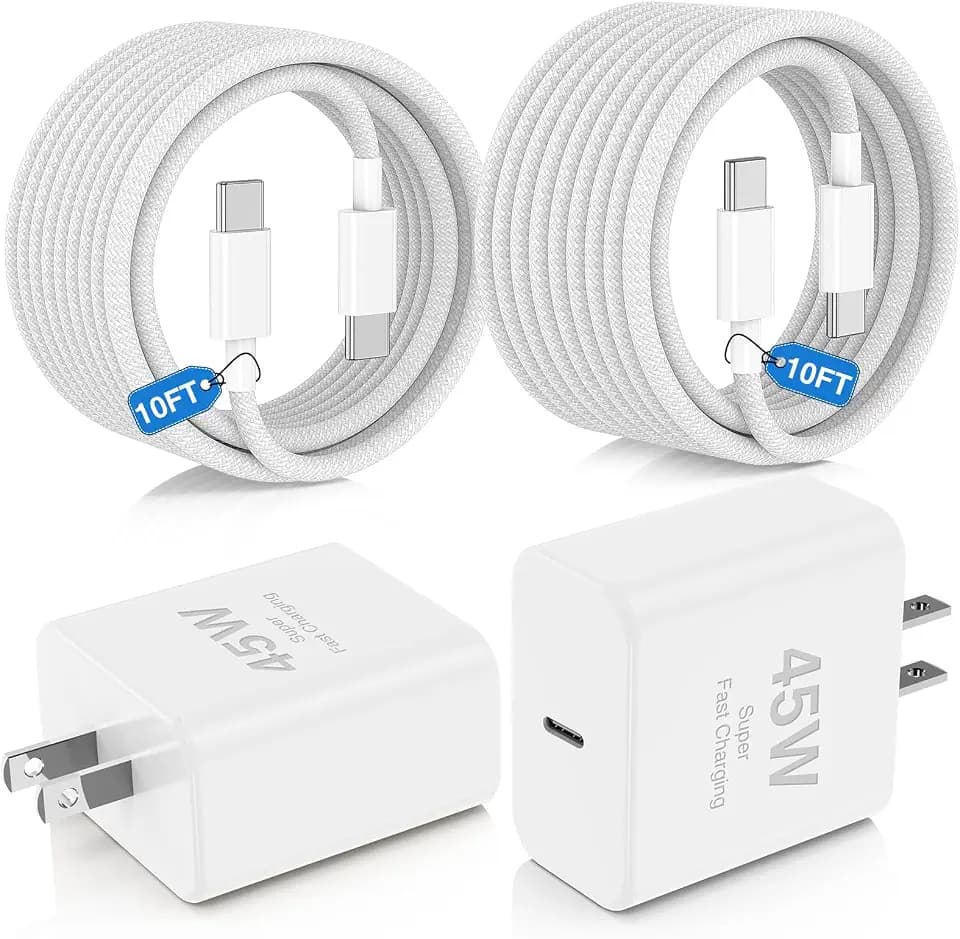 45W iPhone 18 17 16 Pro Max Charger Fast Charging with Braided Fast Cable