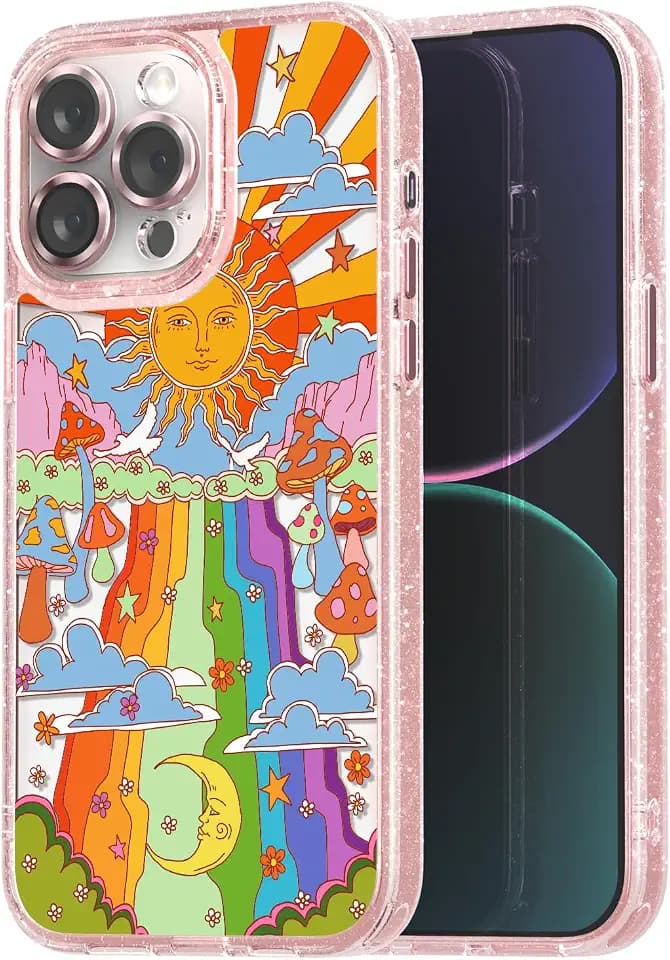 for iPhone 15 Pro Case Aesthetic Pink, Mushroom