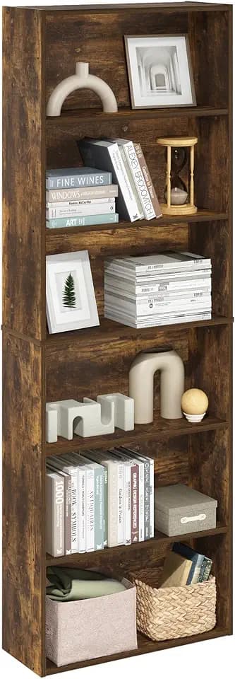 Furinno Jaya Simply Home Free Standing 6-Tier Open Storage Bookcase, Amber Pine