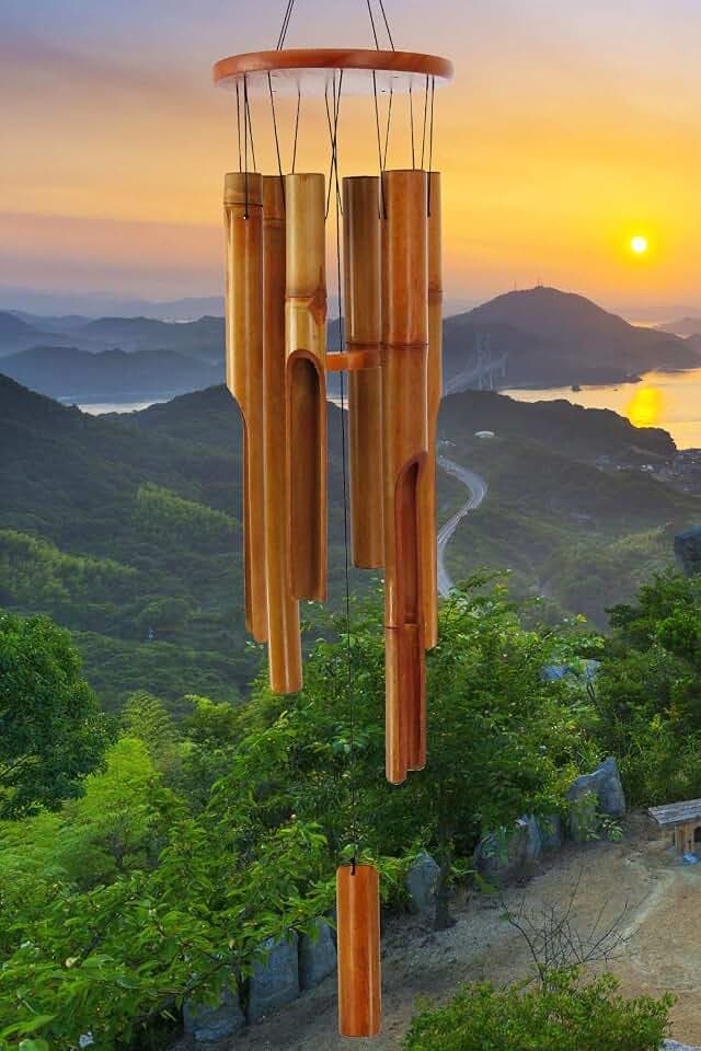 Bamboo Wind Chimes Outdoor,Wooden Wind Chimes for Outside