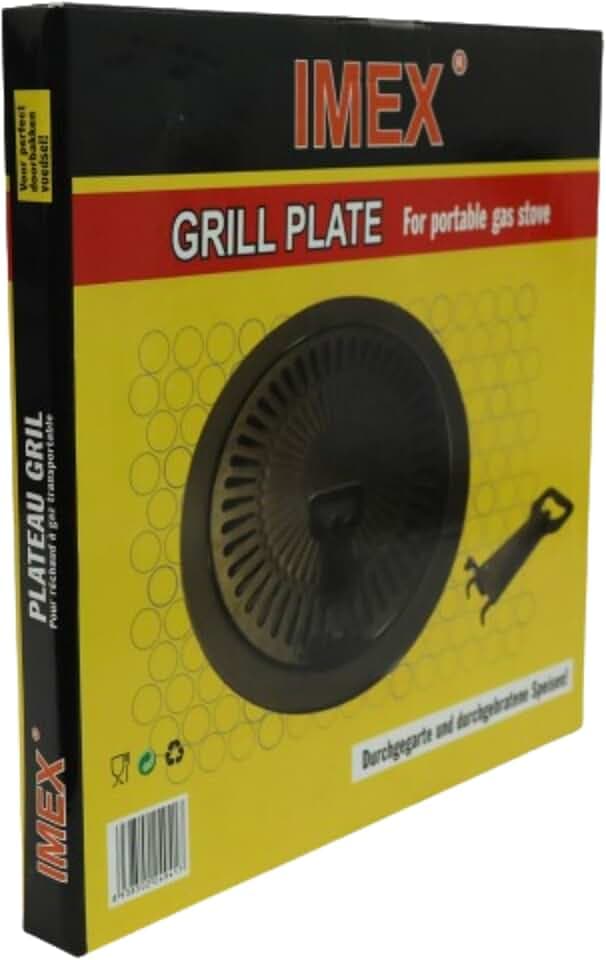 IMEX 3-tlg Grillaufsatz für tragbare Gaskocher Ø32 cm BBQ Grillplatte für Gaskocher - Antihaftbeschichtete Grillfläche Camping - Gaskocher Grillplatte