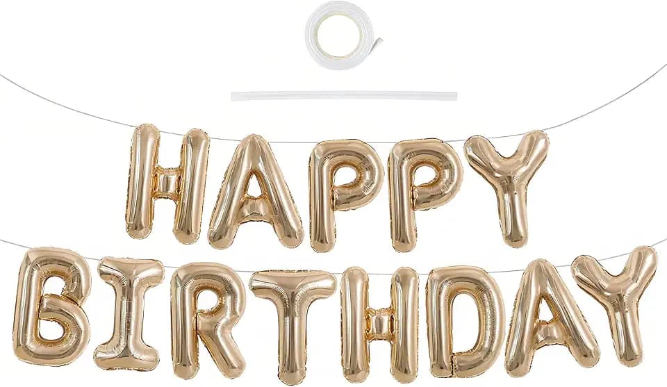 TONIFUL 16 Inch Champagne Gold Happy Birthday Balloon Banner Decorations