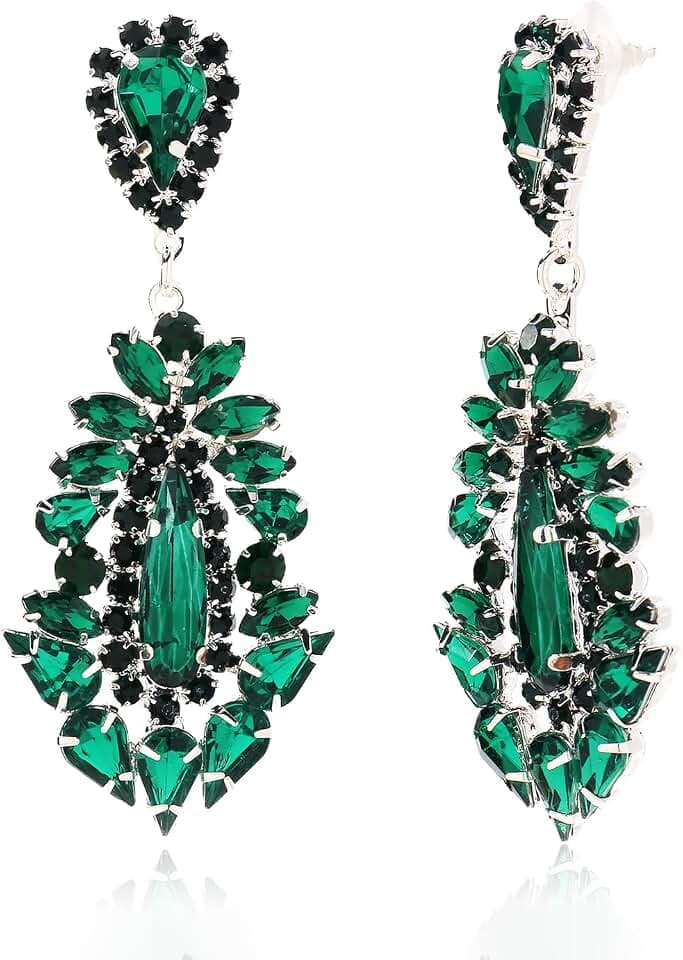 Prom Silver Chandelier Earrings for Women Dangling Hypoallergenic Large Rhinestone Drop Earrings Formal Wedding Jewelry