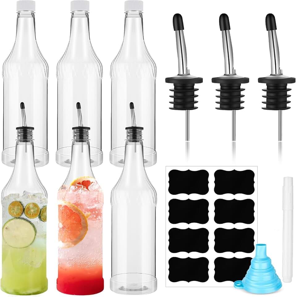 Dandat 12 Pcs 32oz Liquor Pour Spouts,Silver Bottle Pourer