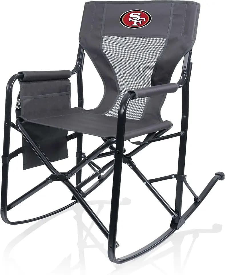 Picnic TIME NFL Woodland Rocking Camping Chair with Storage Caddy, Camp Chair for Adults