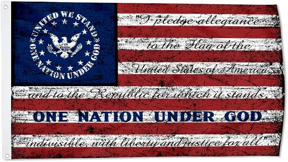 One Nation Under God Home Flag United We Stand Vintage American Flag Banner Outdoor Indoor Decoration Flag 3x5Feet Double Stitched Polyester with Brass Grommets (United)