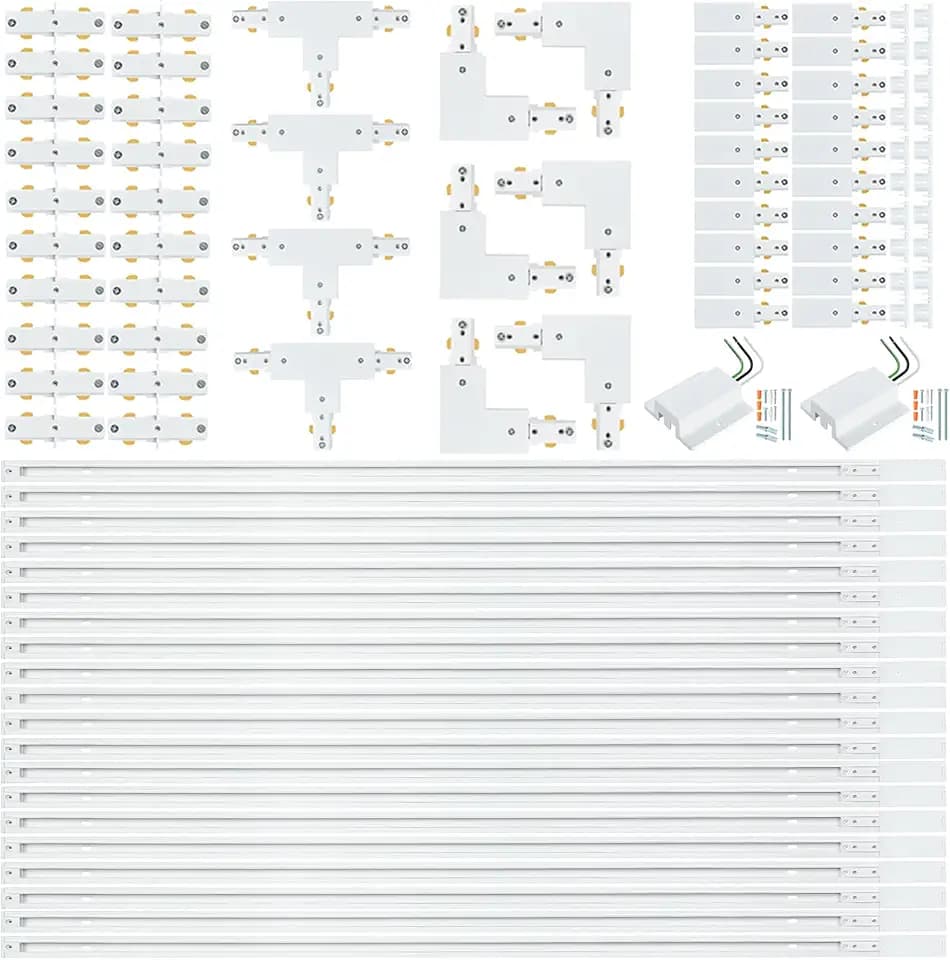 65.6FT H Track Lighting Rail Kit, White 120V H Type Track System