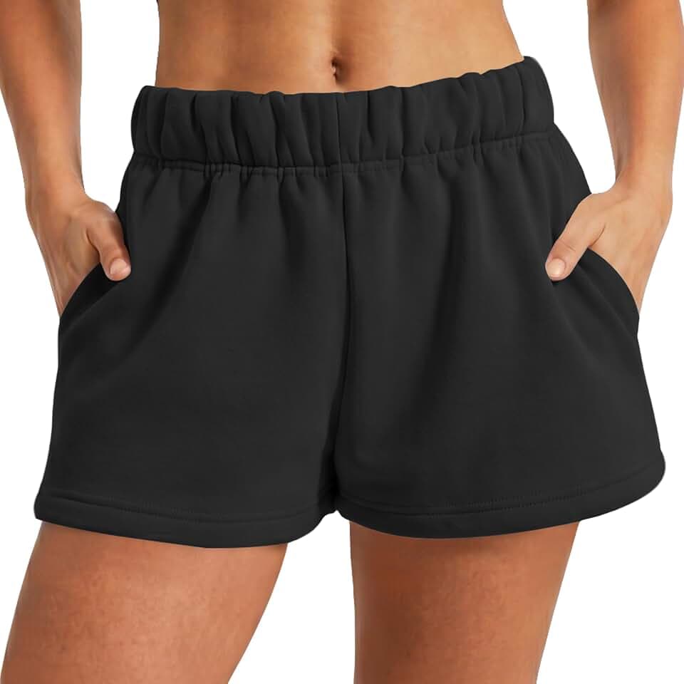 Women's Sweat Shorts Fleece Lined Comfy Shorts for Lounge and Active Wear