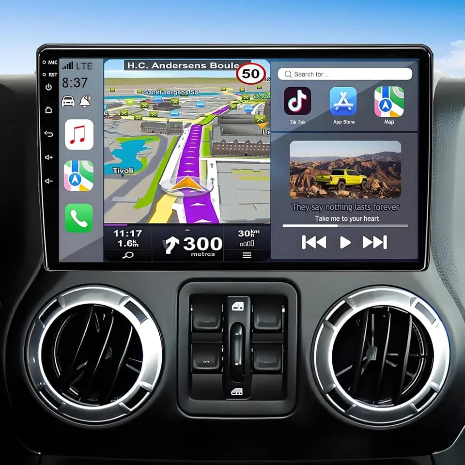 Car Radio Replacement for Jeep Wrangler JK 2007-2018: 8Core 4GB+64GB Stereo