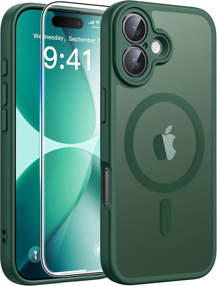 FNTCASE for iPhone 17 Case, Compatible with Magsafe, Glass Screen Protector