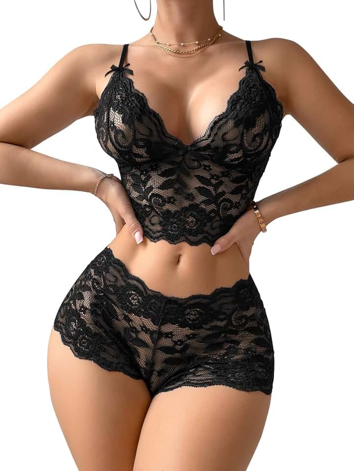 Lilosy Sexy Lingerie Set 2 Piece Women Pajamas Bra Panty 3XS-5XL