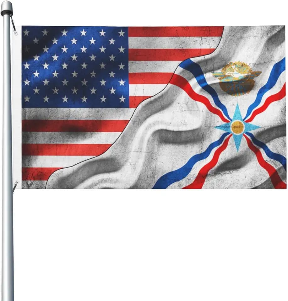 America Flag Assyria Assyrian Flag 3x5 Ft Outdoor Flags 3x5 Foot Double-Sided Printing Flags Decorative Banner For Outdoors Vivid Color And Fade Proof