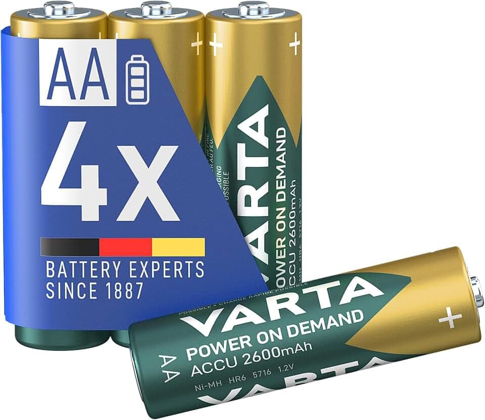 VARTA Batterien AA, wiederaufladbar 4 Stück, Recharge Accu Power on Demand
