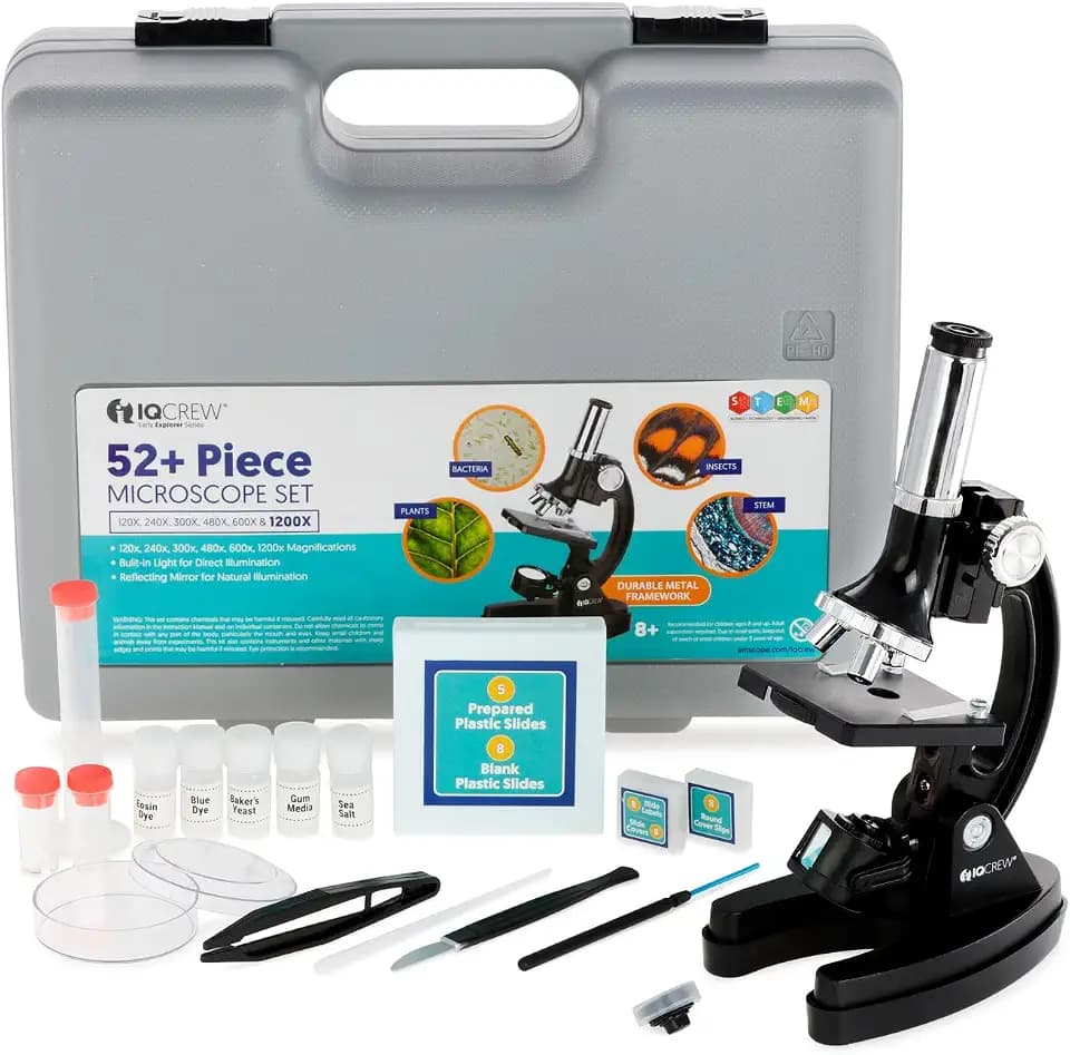 AmScope M30-ABS-KT2 52-Piece STEM Microscope Kit for Kids, Black