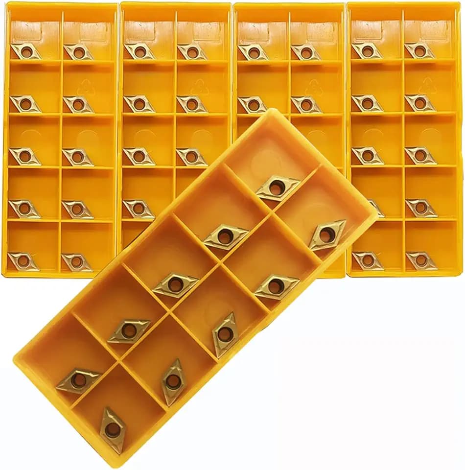 50pcs DCMT21.51 DCMT070204 Carbide Inserts Lathe Turning Inserts Turning Tool Multilayer Coated CNC Lathe Inserts for SDJCR Lathe Turning Tool Holder Replacement Insert