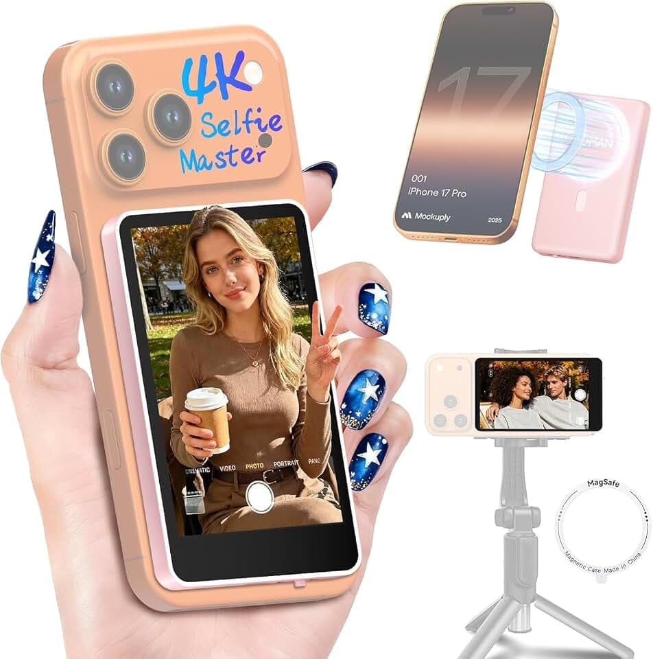 Moman Vlog Selfie Monitor Screen for iPhone, Pink