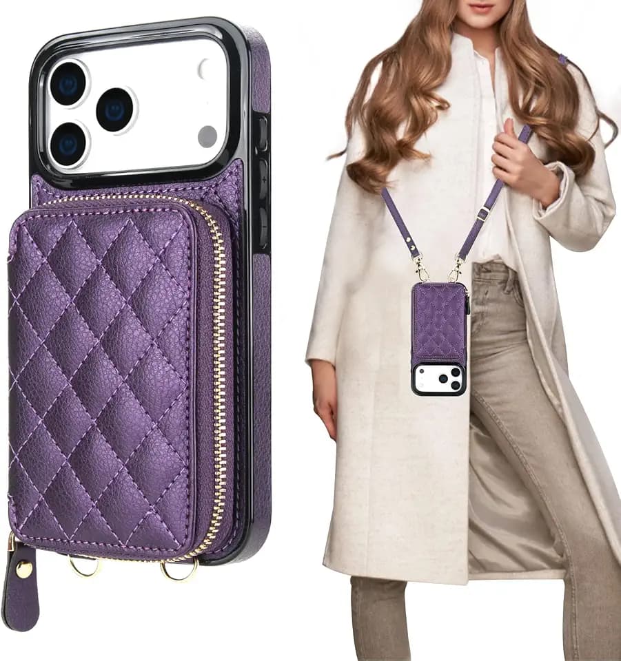 Bocasal Crossbody Wallet Case for iPhone 18 Pro Max / 17 Pro Max Purple